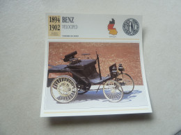 1894-1902 - Voitures De Sport - Vélociped - 1 Cylindre - Allemagne - Fiche Technique - - Autres & Non Classés