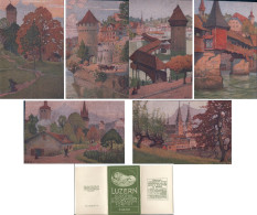Schlatter Ernst E. Luzern, 6 Cartes Et Emballage, Litho (1014) - Lucerna