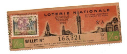 Billet N°165321 Loterie Nationale Quinzième Tranche 1944 - Billets De Loterie