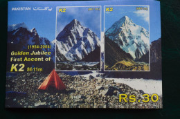 Pakistan 2004 Block MNH K2 Golden Jubilee First Ascent 1954 Himalaya Mountaineering Escalade Alpinisme - Climbing