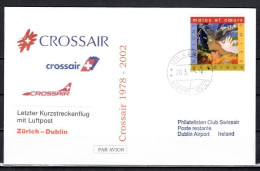 2002 Zurich ( UNG ) - Dublin    First Flight, Erstflug, Premier Vol ( 1 Cover ) - Autres (Air)