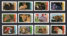 - FRANCE Adhésifs N° 1386/97 Oblitérés - Série Complète VEAU, VACHE, COCHON, COUVÉE... 2017 (12 Timbres) - - Used Stamps