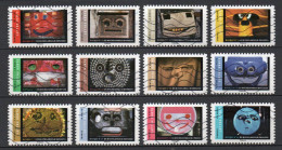 - FRANCE Adhésifs N° 1398/409 Oblitérés - Série Complète MASQUES 2017 (12 Timbres) - - Used Stamps