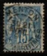 FRANCE    -   1878 .   Y&T N° 90 Oblitéré  Menton  . Type Sage - 1876-1898 Sage (Type II)