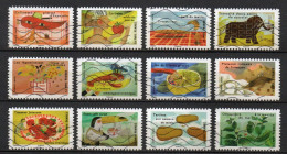 - FRANCE Adhésifs N° 1454/65 Oblitérés - Série Complète LE GOÛT 2017 (12 Timbres) - - Used Stamps