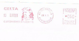 63 Puy De Dome - OLLIERGUES - EMA Rouge Du 11/9/1973 S/ Fragment Ets CELTA à GIROUX  - Vercingétorix Histoire Gaule  279 - EMA (Print Machine)