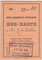 Kur-Karte - Hotel Belvedere Interlaken - Historical Documents