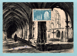 Carte Maximum 1957 - Abbaye De Saint Wandrille - YT 888 - Signature D'Henry Cheffer - 1950-1959