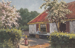 J51.Vintage Postcard. Mother And Child Doing The Gardening. - Sonstige & Ohne Zuordnung