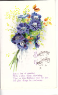 J75. Vintage Greetings Postcard. Bouquet Of Scabious Flowers. - Birthday