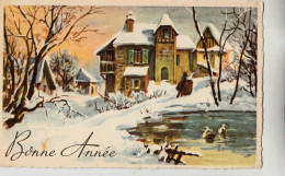 J26. Vintage French Greetings Postcard. Winter  Scene. - New Year