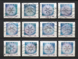 - FRANCE Adhésifs N° 1629/40 Oblitérés - Série Complète LES FLOCONS DE NEIGE 2018 (12 Timbres) - - Used Stamps