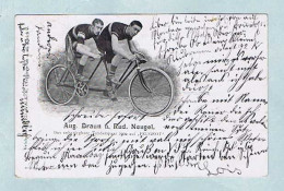 CP. Photo Walker (Zürich). Aug. BRAUN Et Rud. NEUGEL  L'invincible Couple De Tandémistes 1902 Sur “Peugeot”. Tandem. - Cycling