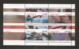 Denmark 2001 Youth Culture. Skateboarder, Kiss. Scratching,Piercing.  Mi 1281-1284 In Bloc 16 MNH/**) - Neufs