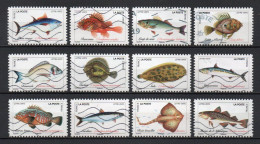 - FRANCE Adhésifs N° 1683/94 Oblitérés - Série Complète POISSONS DE MER 2019 (12 Timbres) - - Used Stamps
