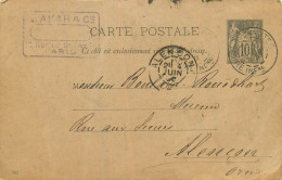 Carte Entier Postal De 1896 France 10 Cts . Oblitéré Timbre NANTES Et ALENCON  - Letter Cards