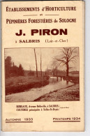 Etablissements D'Horticulture J. PIRON à SALBRIS . P&pinières Forestières De Sologne - Publicités