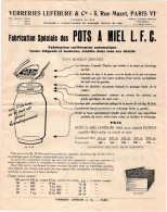 VERRERIES LEFEBURE & Cie . Fabrication Spéciale Des POTS A MIEL L.F.C. - Publicités