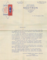 Lampes NEOTRON à CLICHY . Lettre De Vœux Décembre 1935 Par A BABLON , Directeur Commercial - Publicités