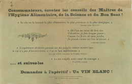 Consommateurs Demandez à L'apéritif UN VIN BLANC ! Maîtres De L'hygiène Alimentaire Et Du Bon Sens ! - Advertising