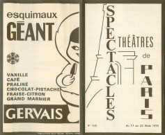 Dépliant Programme Des Spectacles De Trhéatres De Paris Mars 1976 - Reclame