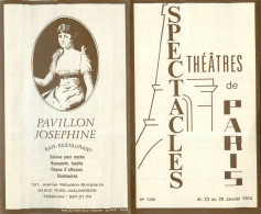 Dépliant Programme Des Spectacles De Trhéatres De Paris Janvier 1974 - Publicités