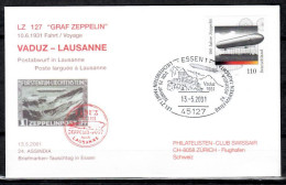 2001 Vaduz - Lausanne    70th. Anniversary  First Flight, Erstflug, Premier Vol ( 1 Cover ) - Sonstige (Luft)