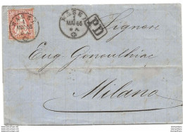 169 - 30 - Lettre Envoyée De Basel à Milan 1866 - Brieven En Documenten