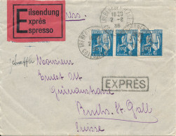 France Cover Sent Express To Switzerland 2-8-1935 - Covers & Documents