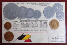 Cpa Représentation Monnaies Pays ; La Belgique - Münzen (Abb.)