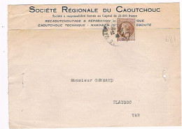 13 MARSEILLE Facture Sté Régionale Du Caoutchouc 30/09/1946 Fermée Par Cérès YT 681  Seul - 289 - Brieven En Documenten