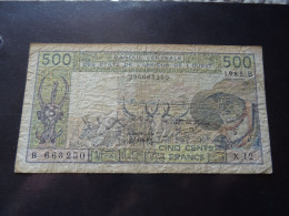 AFRIQUE DE L OUEST BANQUE CENTRALE 500 Francs - Other - Africa