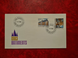 LETTRE CARTE LUXEMBOURG 1983 FDC BATIMENTS DUDELANGE HOTEL DE VILLE DIEKIRCH EGLISE ST LAURENT - Autres & Non Classés
