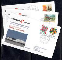 2000 Zurich - Ljubljana + UNG + Vaduz     Swissair First Flight, Erstflug, Premier Vol ( 3 Covers ) - Other (Air)
