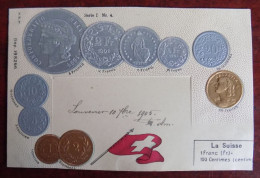 Cpa Représentation Monnaies Pays ; La Suisse - Münzen (Abb.)