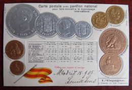 Cpa Représentation Monnaies Pays ; L'Espagne - Munten (afbeeldingen)