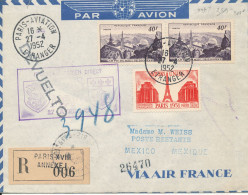France Registered Cover First Air France Flight Paris - Mexico 27-4-1952 - Covers & Documents