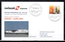 2000 Zurich - Ljubljana      Swissair First Flight, Erstflug, Premier Vol ( 1 Cover ) - Autres (Air)