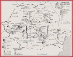 Roumanie. Carte économique, Industrie. Energie Et Mines. Principales Créations Du 3eme Plan (1960 1965) .. Larousse 1960 - Documents Historiques