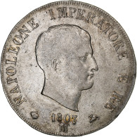 Italie, Napoléon I, 5 Lire, 1807, Milan, Argent, TB+, KM:10 - Napoléonniennes