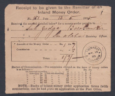 Inde British India 1885 Used Indian Money Order Receipt, Aminabad, Lucknow - 1882-1901 Keizerrijk