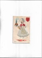 Carte Postale Années 60 Brodée Normandie - Embroidered