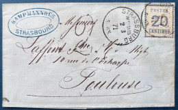 ALSACE LORRAINE Lettre N°6 Oblit CAD Allemand STRASSBURG IM ELSSAS 2 3 1871 Pour TOULOUSE Taxe 2 Tampon TTB - Other & Unclassified