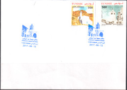 2017-Tunisie-mosquée: Chenini & Sidi Boussaid, Série Complète Timbre Sur Envelope Cachet 1er Jour-   2V- MNH***** - Moskeeën En Synagogen