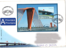 Latvia - 2009 -  Bridges Of Latvia - M/S  On FDC To Mailed To India. - Lettland
