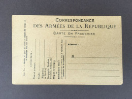 Carte Postale Vierge / Franchise Militaire / Armées De La République  / Poilus / WW1 - Other & Unclassified