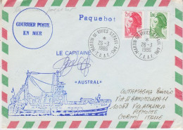 TAAF St. Paul Et Amsterdam 1986 Visit Fishing Ship Austral  Signature Capitaine  Ca Martin-de-Vivies 26.3.1986 (AW193) - Polareshiffe & Eisbrecher
