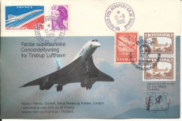 Denmark France Cover First Supersonic Concorde Flight From TIRSTRUP Airport 13-9-1986 - Brieven En Documenten