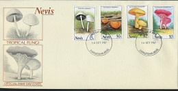 Nevis N° 478 à 481 S/ Env. 1er Jour - Champignons (I) (3 P9) - St.Kitts Und Nevis ( 1983-...)