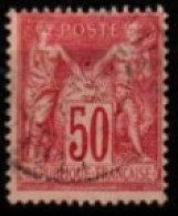 FRANCE    -   1890 .   Y&T N° 98 Oblitéré  . Type Sage. - 1876-1898 Sage (Type II)